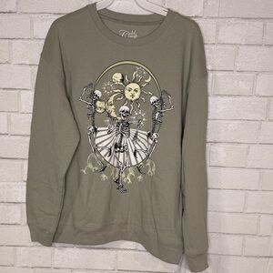 Cold Crush Olive Graphic Sweatshirt - Skeletons